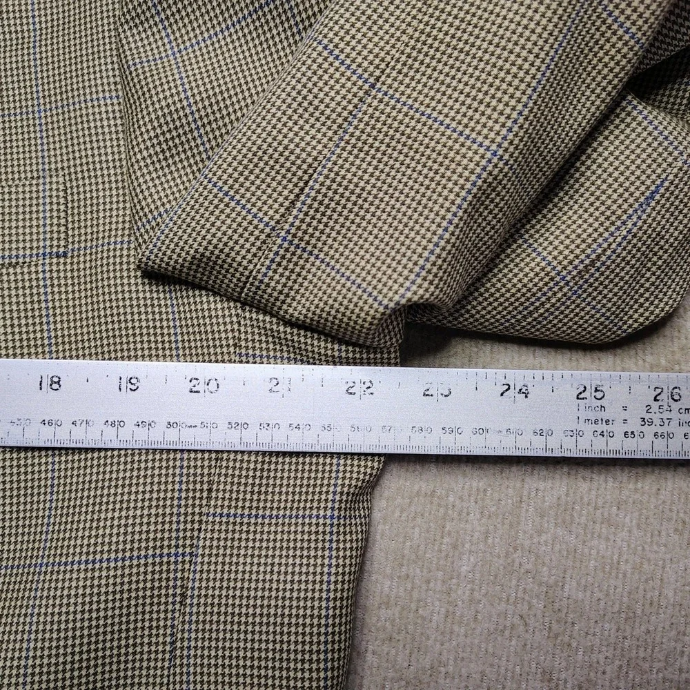 Brooks Brothers 346 Blazer Mens 42R Tan Wool Cashmere Houndstooth Sport Coat